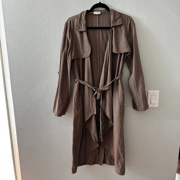 Garnet Hill Silk Linen Unstructrued Trench Coat Jacket Women's size 4 - Picture 1 of 6